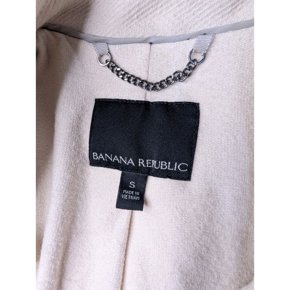 Banana Republic Ivory Moto Jacket Womens S Cotton Knit Structured Career NO Belt - Picture 7 of 12